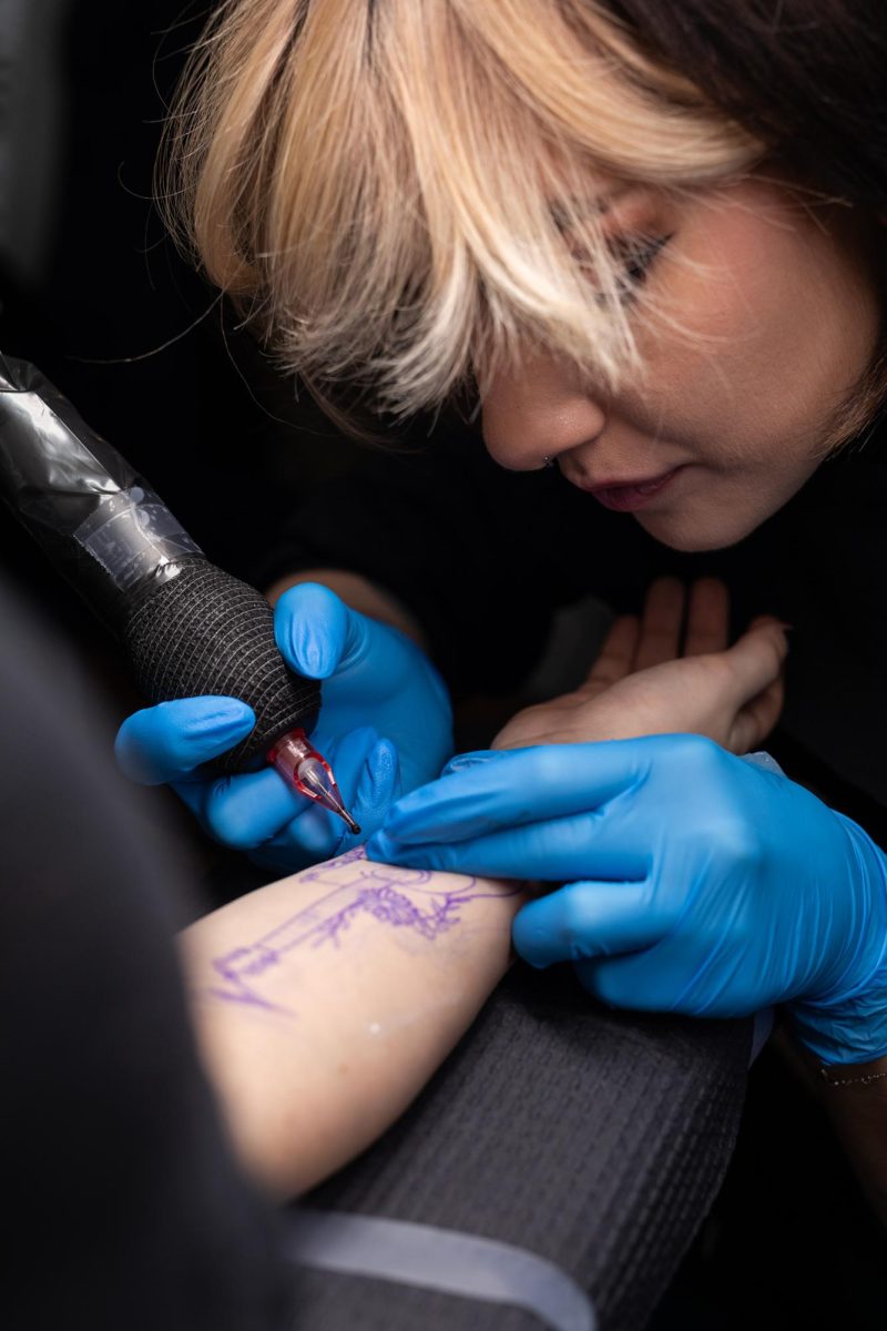 This photo of a tattoo artist in Chicago won an honorable mention for Lylee Gibbs in the Ron Wiginton photo competition at the Illinois Press Association awards.