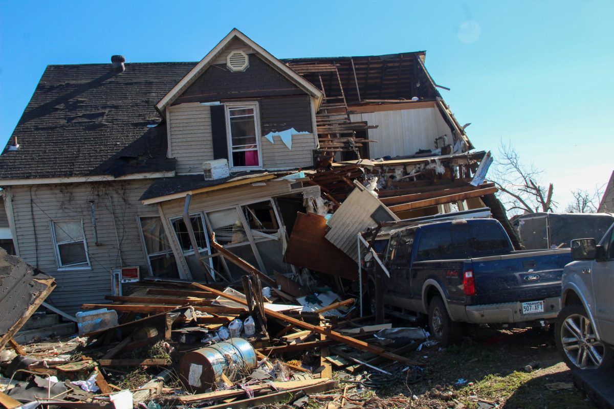 This photo of tornado aftermath in Little Rock, Arkansas, was awarded first place in the spot news photo category at the Illinois College Press Association awards. The photo was taken April 1, 2023.