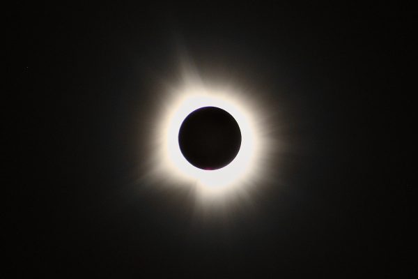 The solar eclipse reached its totality at 1:59pm in southern Illinois April 8, 2024 in Carbondale, Illinois.
