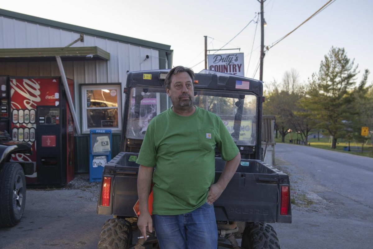 Bob sits outside of Duty's Country Store to smoke a cigarette April 12, 2024 in Alto Pass, Illinois. 