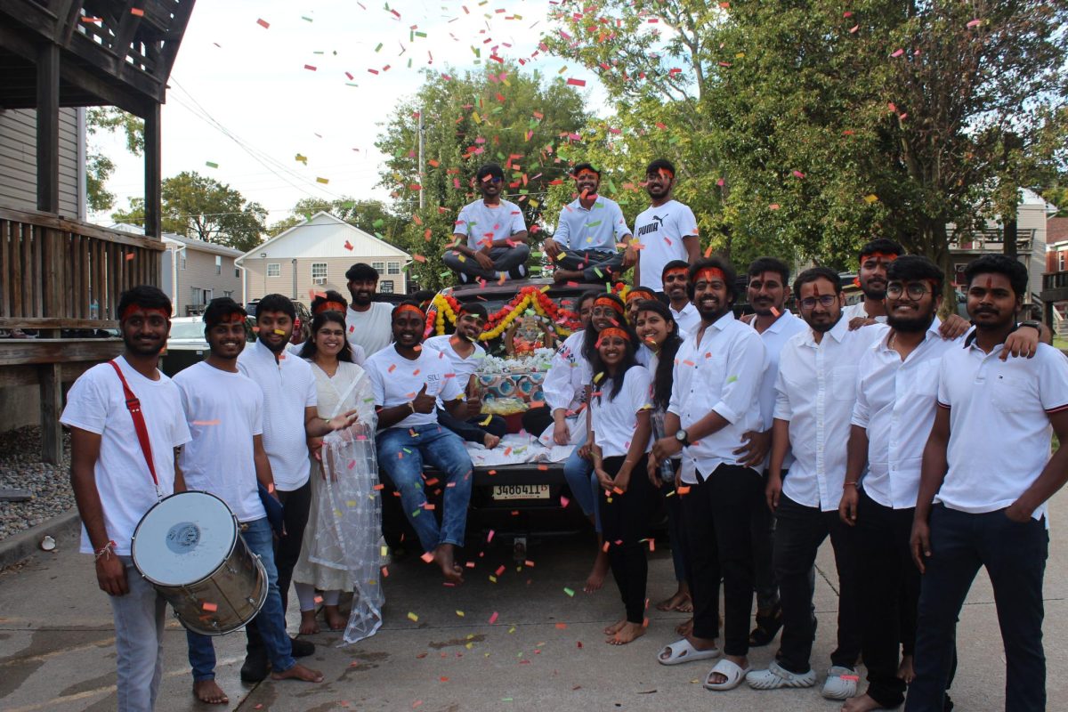 Members of the Indian Student Association gather for Ganesh Chaturthi, Sept. 15, 2024
in Carbondale, Illinois. Ganesh Chaturthi is an annual festival. “It’s one of the big
festivals,” Venkata Prakash said. “We do this once a year, specifically in the month of
September.”