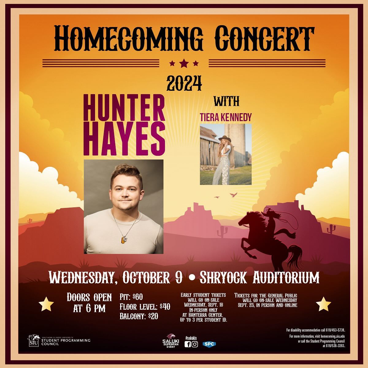 Homecoming concert poster courtesy of SIU Student Programming Council (SPC) 