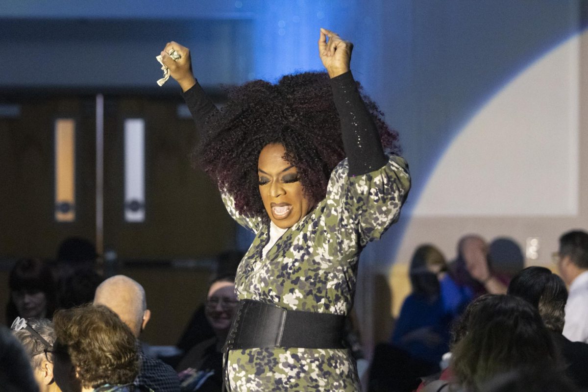 Ceduxion Carrington performs for the crowd at the 24th anniversary of the Rainbow Cafe Oct. 5, 2024 in Carbondale, Illinois. Emily Brinkman | @erb_photos_
