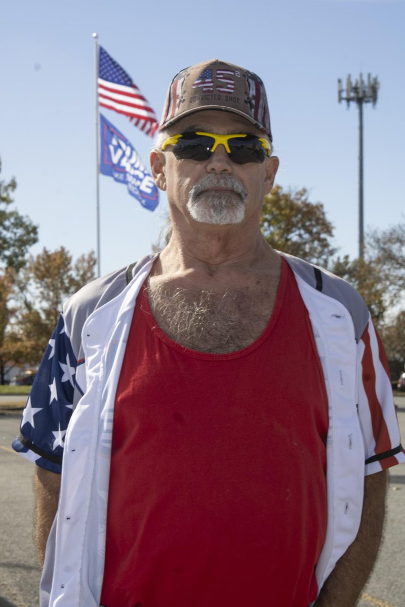 Jim Toller poses for a portrait Nov. 2, 2024 before the MAGA Trump parade at the Dillard’s parking lot in Marion, Illinois.