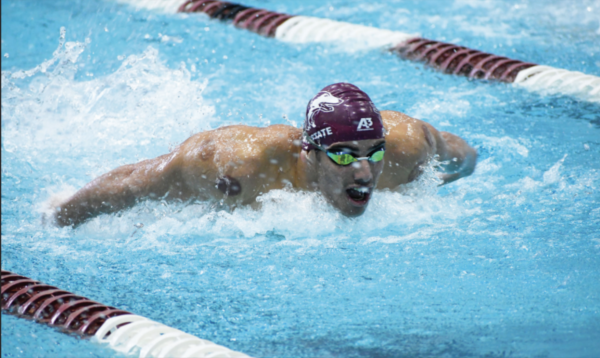 Sophomore Hazem Aboustate swims in the men’s 200m butterfly versus UIC during a meet at
Shea Natatorium in Carbondale, IL Saturday, Oct. 26, 2024. Jason Isele | @iselephotography