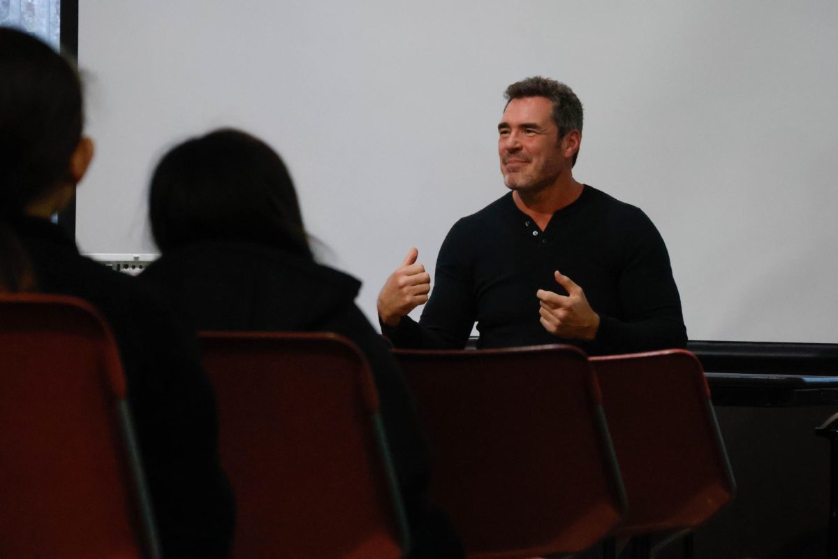 Actor Dan Payne shares his experiences working in film and television during a panel at the Saluki Con event Feb. 15, 2025 at the SIU Student Center in Carbondale, Illinois. 