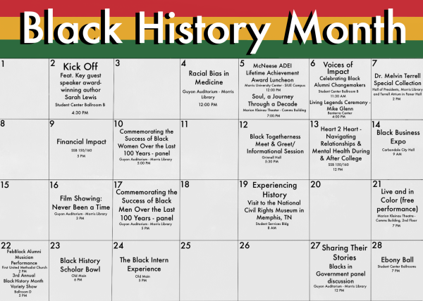 Calendar made by AJ Sullivan | asullivan@dailyegyptian.com