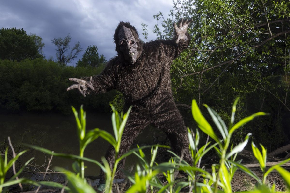 The Big Muddy Monster -- who may or may not be Daily Egyptian News Editor Jackson Brandhorst -- emerges from the Big Muddy River on Friday April 10, 2026 in Murphysboro, Illinois. 