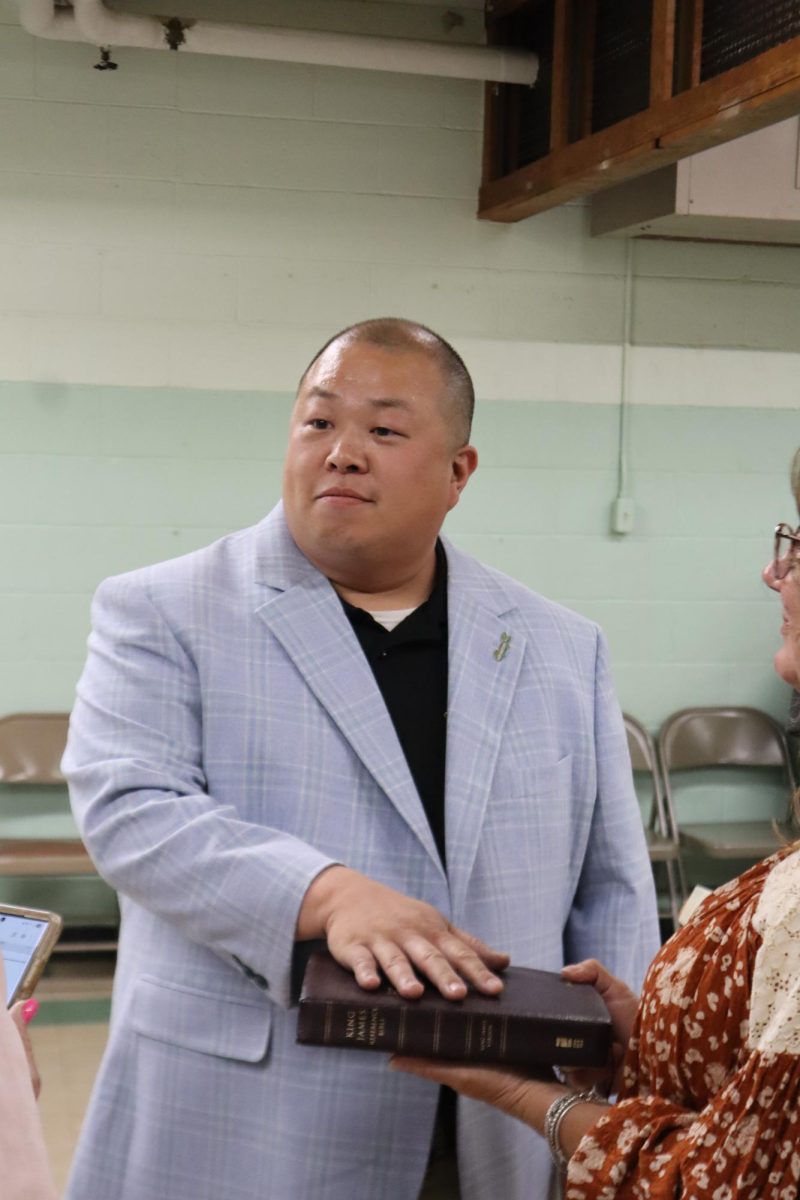 William Lo is sworn in as the Cambria Village President on May 20, 2026. 