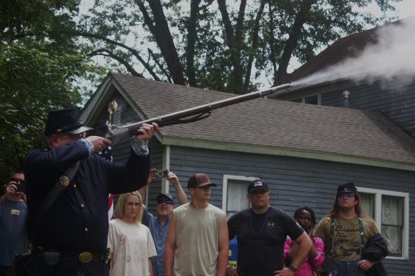 Christopher Warren gives a musket demonstration on the grounds of the General John A. Logan Museum June 6, 2026.