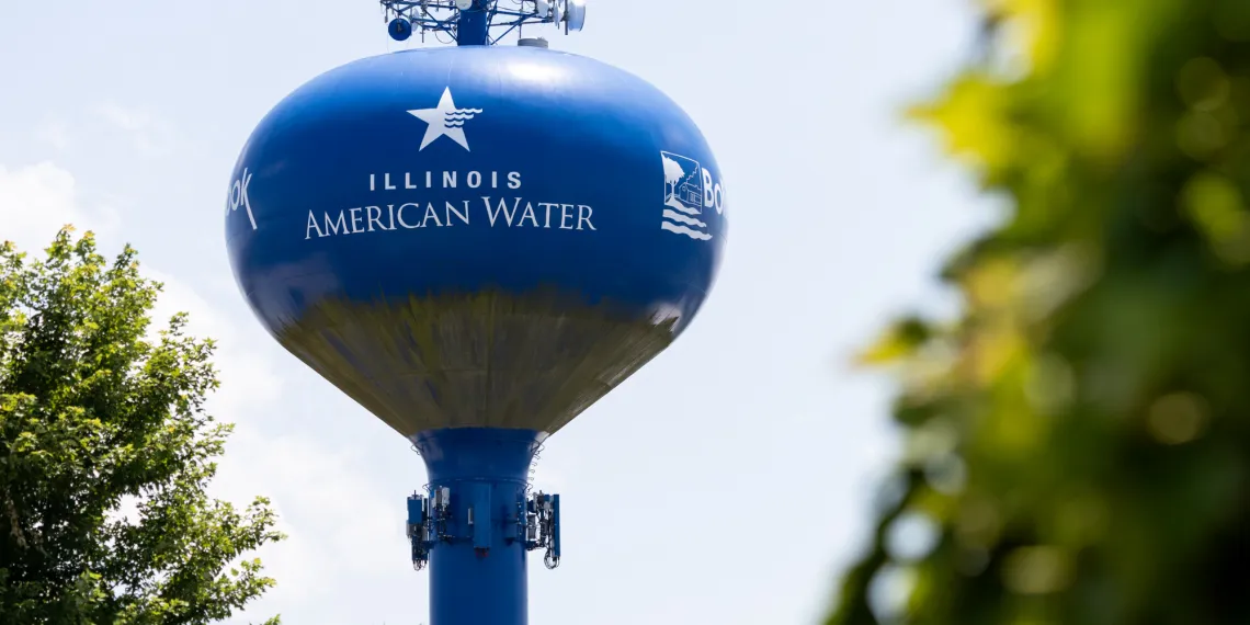An Illinois American Water tower pictured in Bolingbrook. 